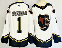 Fanatics Boston Bruins #1 Jeremy Swayman White Reverse Retro Authentic Stitched NHL jersey