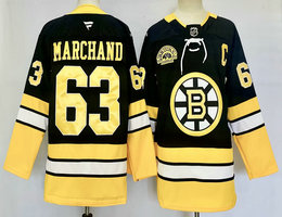Fanatics Boston Bruins #63 Brad Marchand Black Classic 100th Authentic Stitched NHL Jersey