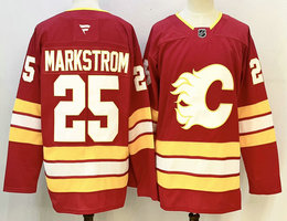 Fanatics Calgary Flames #25 Jacob Markstrom Red Authentic Stitched NHL Jersey