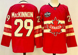 Fanatics Canada #29 Nathan MacKinnon Red 2025 4 Nations Face-Off Premium Stitched Jersey