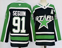 Fever Dallas Stars #91 Tyler Seguin Black Authentic Stitched NHL Jersey