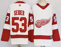 Fever Detroit Red Wings #53 Moritz Seider White Authentic Stitched NHL jersey