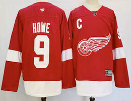 Fanatics Detroit Red Wings #9 Gordie Howe Red Authentic Stitched NHL Jersey