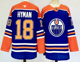 Fanatics Edmonton Oilers #18 Zach Hyman Blue Authentic Stitched NHL jersey