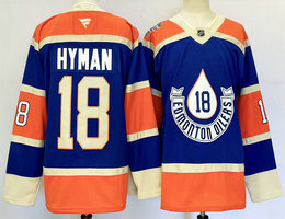 Fanatics Edmonton Oilers #18 Zach Hyman Blue Classic Authentic Stitched NHL Jersey