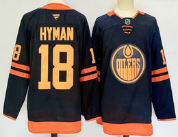 Fanatics Edmonton Oilers #18 Zach Hyman Navy Authentic Stitched NHL jersey