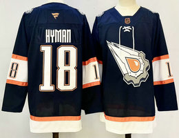Fanatics Edmonton Oilers #18 Zach Hyman Navy Reverse Retro Authentic Stitched NHL Jersey