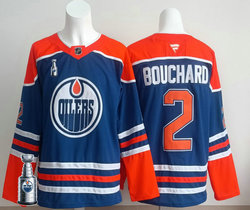 Fanatics Edmonton Oilers #2 Evan Bouchard Royal Blue 2025 Stanley Cup Final patch jersey