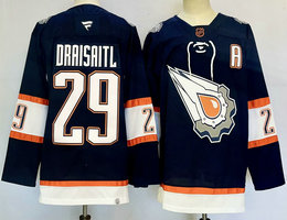 Fanatics Edmonton Oilers #29 Leon Draisaitl Navy Reverse Retro Authentic Stitched NHL jersey