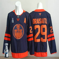 Fanatics Edmonton Oilers #29 Leon Draisaitl Reverse Retro 2025 Stanley Cup Final patch jersey