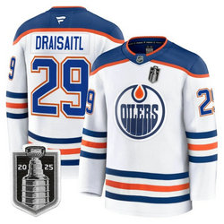 Fanatics Edmonton Oilers #29 Leon Draisaitl White 2025 Stanley Cup Final patch jersey