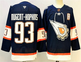 Fanatics Edmonton Oilers #93 Ryan Nugent-Hopkins Navy With A Patch Reverse Retro Stitched Jersey
