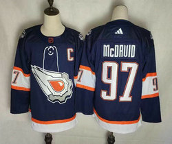 Fanatics Edmonton Oilers #97 Connor McDavid Navy 2022-23 Reverse Retro Authentic Stitched NHL Jersey