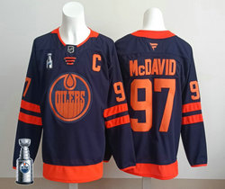 Fanatics Edmonton Oilers #97 Connor McDavid Reverse Retro 2025 Stanley Cup Final patch jersey