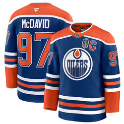 Fanatics Edmonton Oilers #97 Connor McDavid Royal 2025 Stanley Cup Final patch jersey