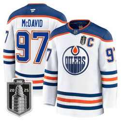 Fanatics Edmonton Oilers #97 Connor McDavid White 2025 Stanley Cup Final patch jersey