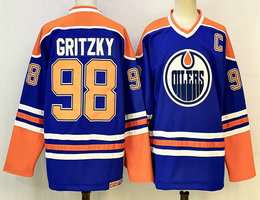 Fanatics Edmonton Oilers #98 Wayne Gretzky Royal Authentic Stitched NHL jersey