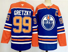 Fanatics Edmonton Oilers #99 Wayne Gretzky Blue Authentic Stitched NHL jersey