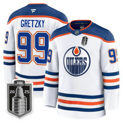 Fanatics Edmonton Oilers #99 Wayne Gretzky White 2025 Stanley Cup Final patch jersey
