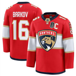 Fanatics Florida Panthers #16 Aleksander Barkov Red 2025 Stanley Cup Final patch jersey