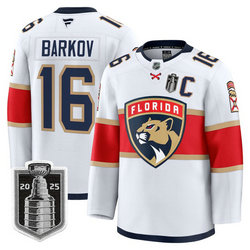 Fanatics Florida Panthers #16 Aleksander Barkov White 2025 Stanley Cup Final patch jersey