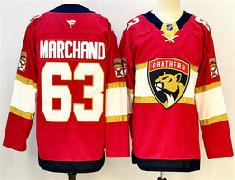 Fanatics Florida Panthers #63 Brad Marchand Red Authentic Stitched NHL jersey