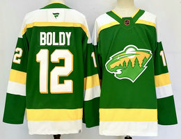 Fanatics Minnesota Wild #12 Matt Boldy Green Reverse Retro Authentic Stitched NHL Jersey