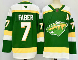Fanatics Minnesota Wild #7 Brock Faber Green Reverse Retro Authentic Stitched NHL Jersey