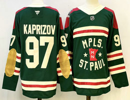 Fanatics Minnesota Wild #97 Kirill kaprizov Green Winter Authentic Stitched NHL Jersey