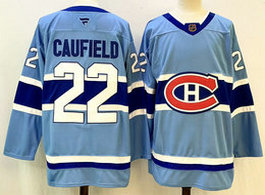 Fanatics Montreal Canadiens #22 Cole Caufield Light blue Reverse Retro Authentic Stitched NHL jersey