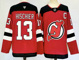 Fanatics New Jersey Devils #13 Nico Hischier Red Authentic Stitched NHL jersey