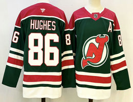 Fanatics New Jersey Devils #86 Jack Hughes Green Reverse Retro Authentic Stitched NHL jersey