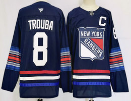 Fanatics New York Rangers #8 Jacob Trouba 2024 Dark Blue Authentic Stitched NHL Jersey