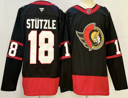 Fanatics Ottawa Senators #18 Tim Stutzle Black Reverse Retro Authentic Stitched NHL jersey