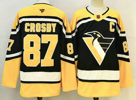 Fanatics Pittsburgh Penguins #87 Sidney Crosby Black gold Reverse Retro Authentic Stitched NHL jersey