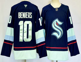 Fanatics Seattle Kraken #10 Matthew Beniers Navy C patch Authentic Stitched NHL Jersey