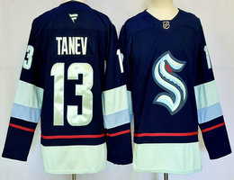 Fanatics Seattle Kraken #13 Brandon Tanev Navy C patch Authentic Stitched NHL Jersey