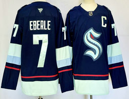 Fanatics Seattle Kraken #7 Jordan Eberle Navy C patch Authentic Stitched NHL Jersey