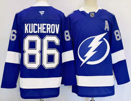Fanatics Tampa Bay Lightning #86 Nikita Kucherov Blue Stitched NHL Jersey