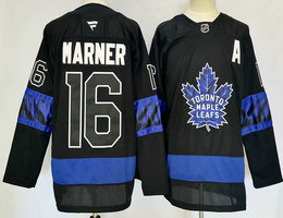 Fanatics Toronto Maple Leafs #16 Mitchell Marner Black two-sided Authentic Stitched NHL Jersey
