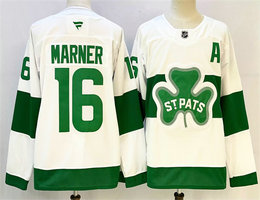 Fanatics Toronto Maple Leafs #16 Mitchell Marner White Green 2024-25 With A patch Authentic Stitched NHL Jersey