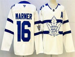 Fanatics Toronto Maple Leafs #16 Mitchell Marner White With A Patch Stadium Series Stitched NHL Jersey