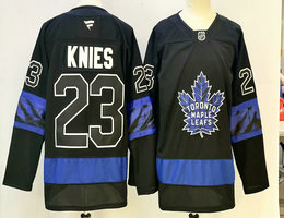 Fanatics Toronto Maple Leafs #23 Matthew Knies Black Authentic Stitched NHL Jersey
