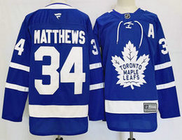 Fanatics Toronto Maple Leafs #34 Auston Matthews Blue With A Patch Authentic Stitched NHL Jersey