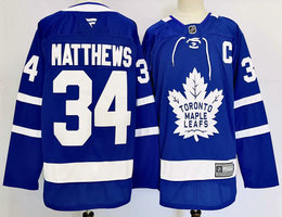 Fanatics Toronto Maple Leafs #34 Auston Matthews Blue With C Patch Authentic Stitched NHL Jersey