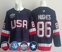 Fanatics USA #86 Jack Hughes Navy 2025 4 Nations Face-Off Stitched Jersey