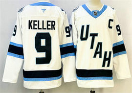 Fanatics Utah Mammoth #9 Clayton Keller White 2025 With C Patch Stitched Jersey