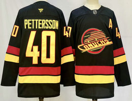 Fanatics Vancouver Canucks #40 Elias Pettersson Black Authentic Stitched NHL jersey