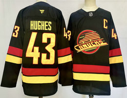 Fanatics Vancouver Canucks #43 Quinn Hughes Black Authentic Stitched NHL jersey