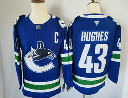 Fanatics Vancouver Canucks #43 Quinn Hughes Blue Authentic Stitched NHL Jerseys